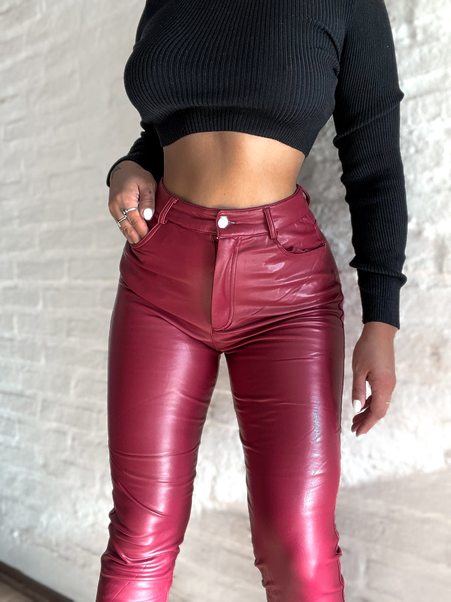 Pantalones Engomados Rojos Pantalón Engomado Rojo – Cherryuy