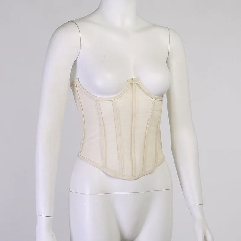 Corset microtul crema