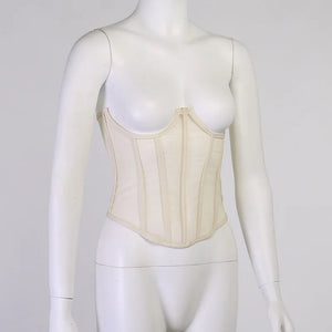 Corset microtul crema