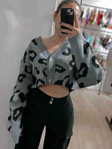 Saco tejido corto print