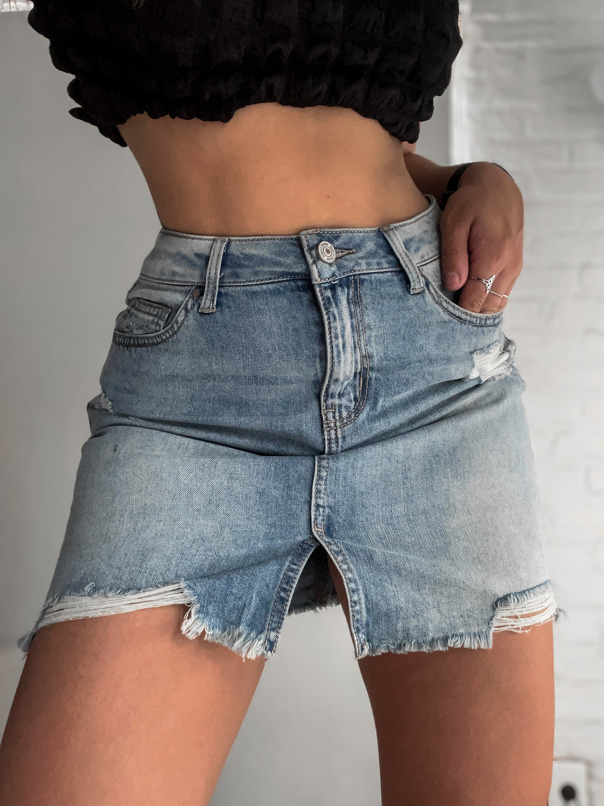 Pollera jeans con licra