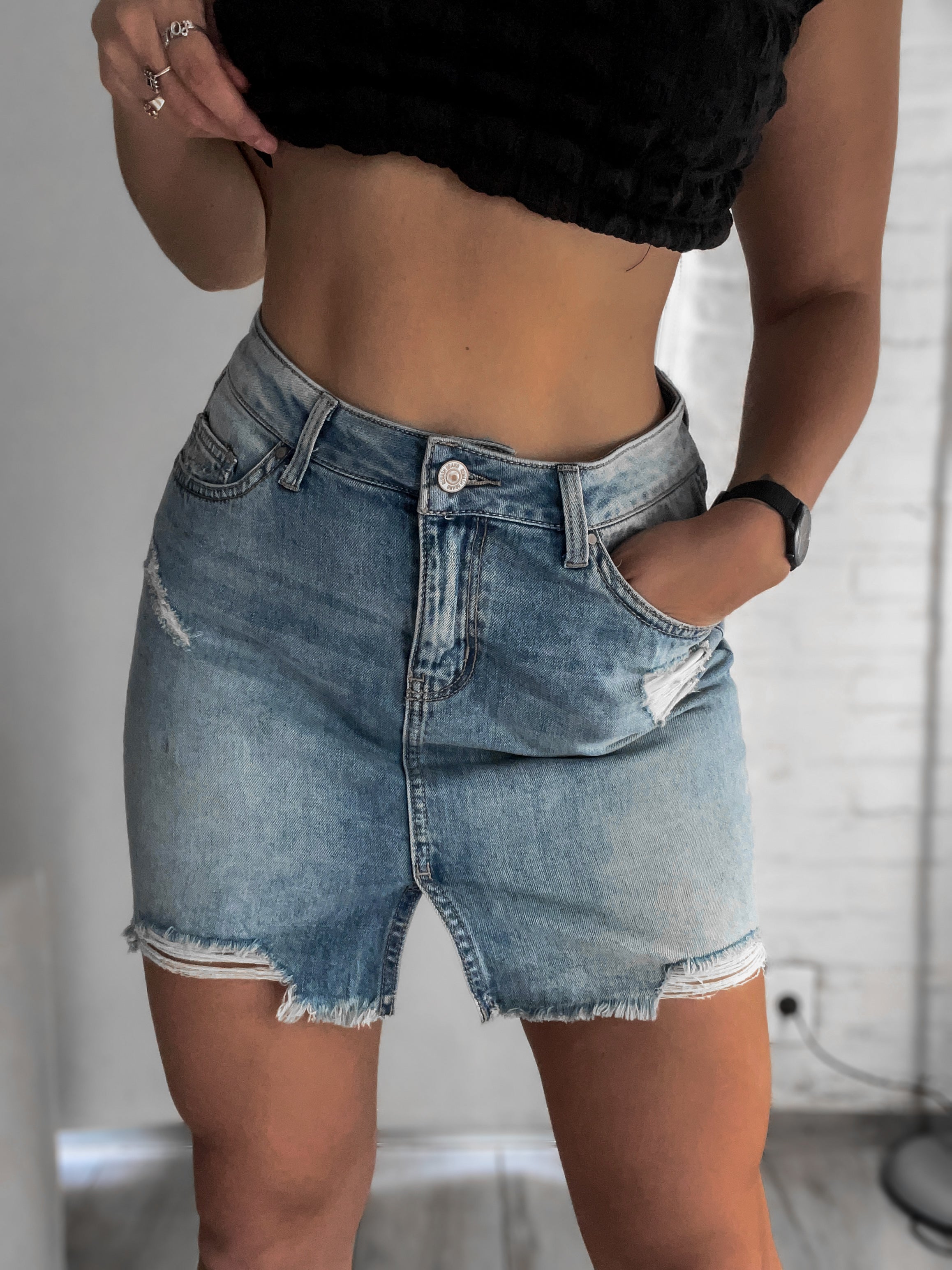 Pollera jeans con licra