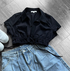 Top black con cuello