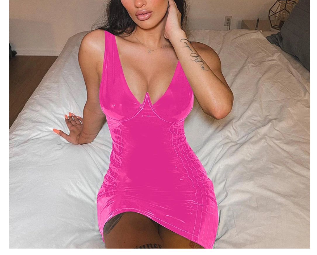 Vestido charol fucsia