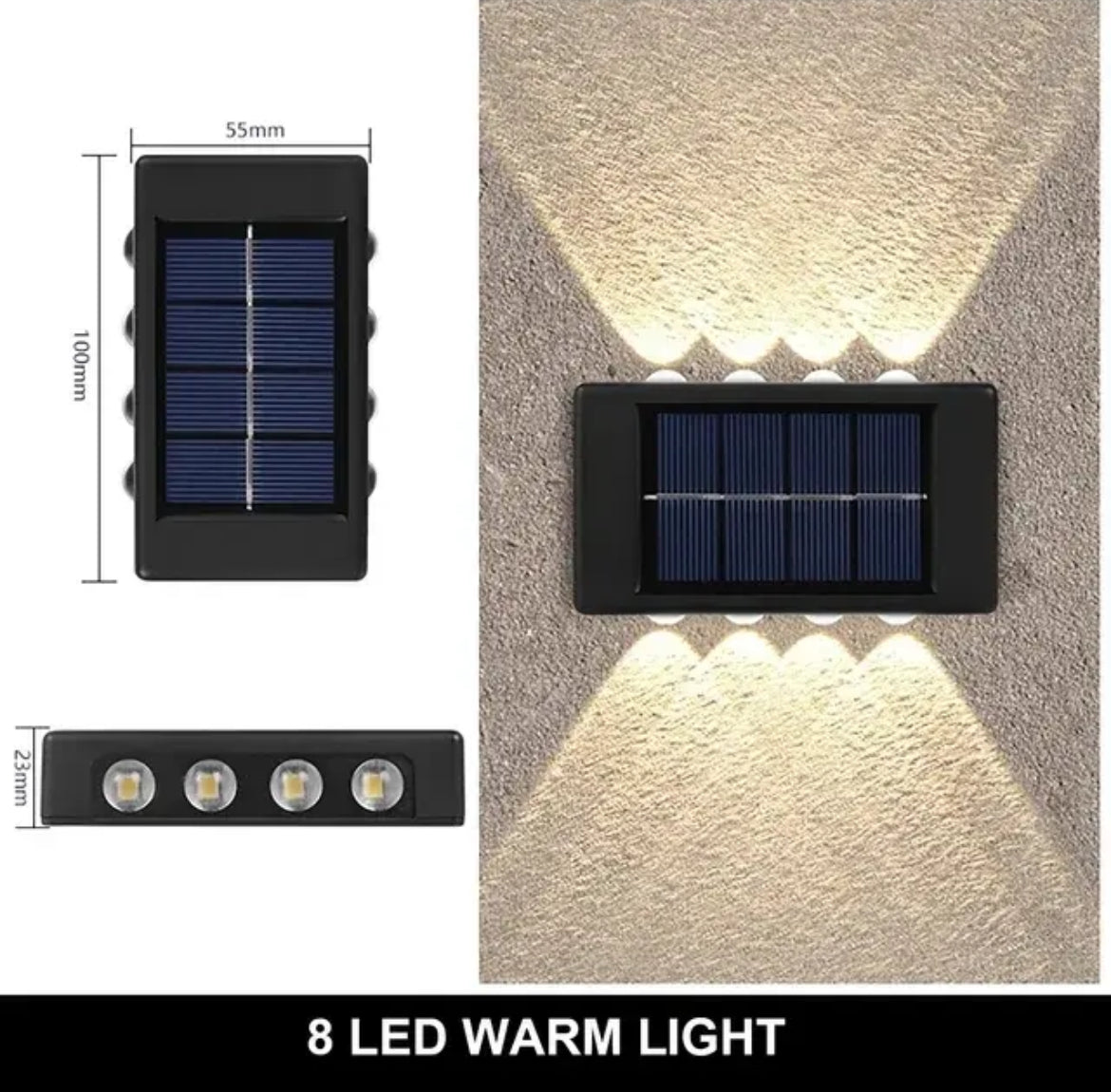 Luz exterior alimentada por energía solar LED x 2