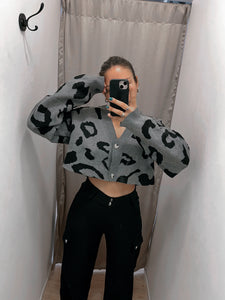 Saco tejido corto print