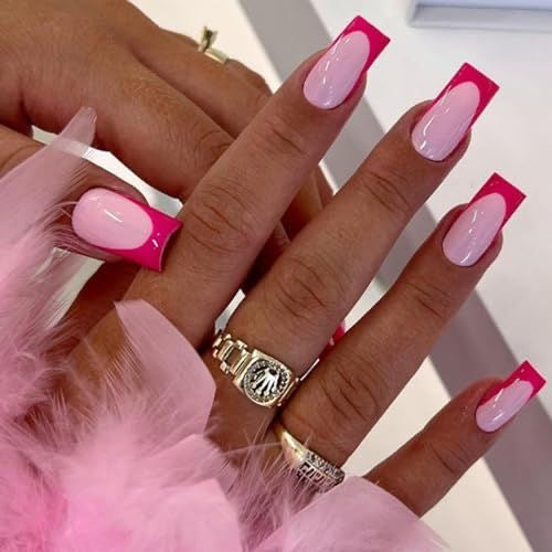 Uñas press on french Pink