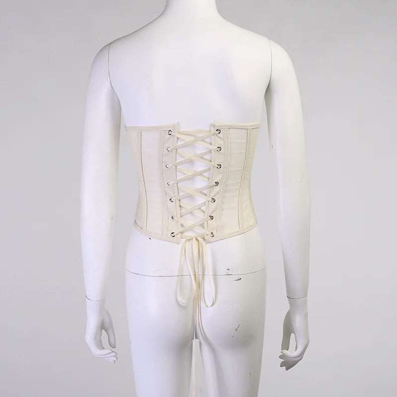 Corset microtul crema