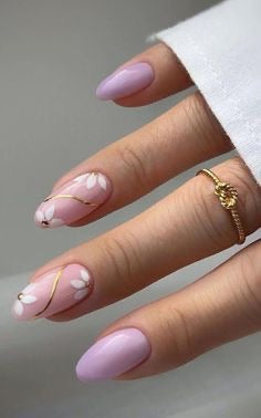 Uñas press on flower nude